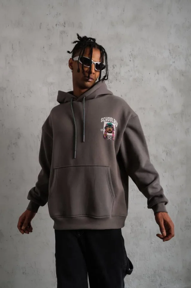 Erkek SCHOOL BOY Baskılı Kapüşonlu Sweat - Gri