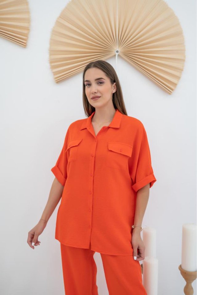Oranj Gömlek Ve Pantolon Takım