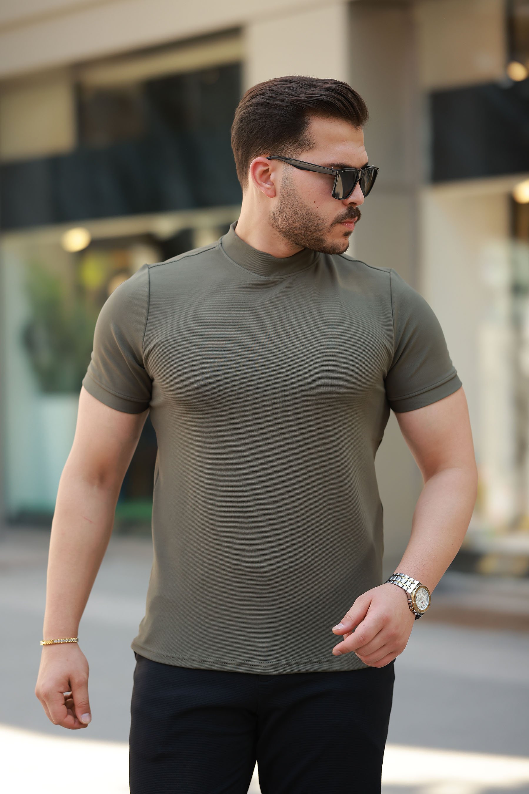 Erkek Yarım Balıkçı Yaka Kısa Kollu T-shirt