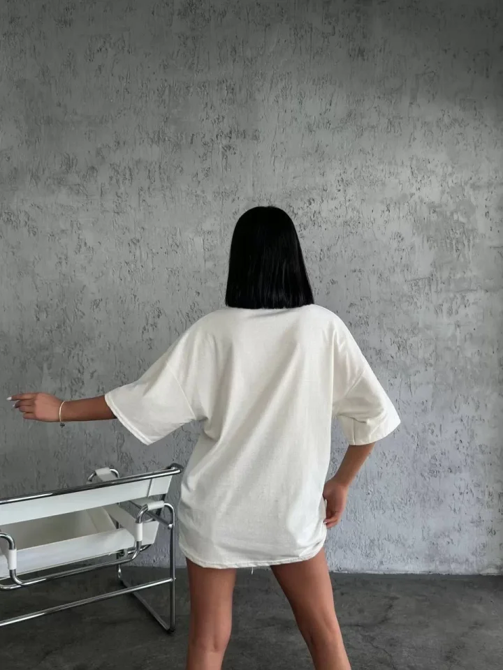 Düz Biskilet Yaka T-shirt - Beyaz